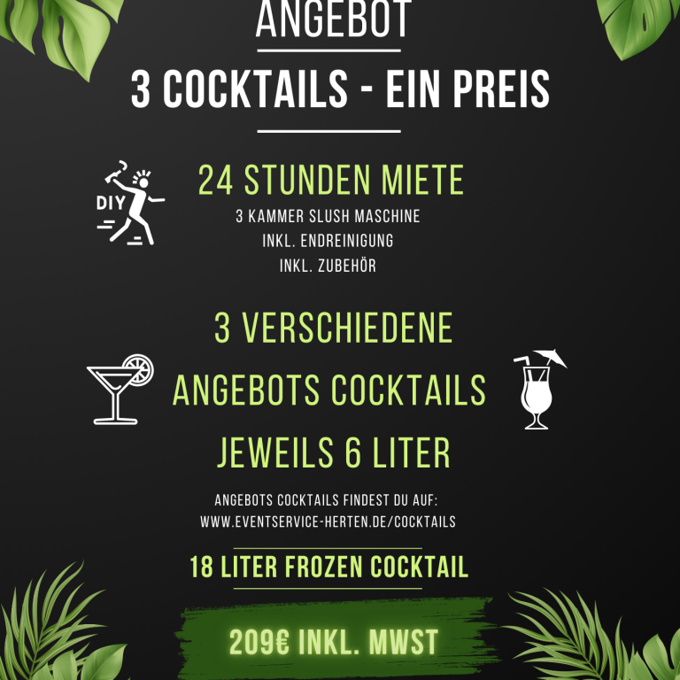 Angebot 3 Cocktails 1 Preis