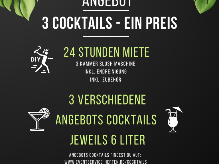 Frozen Cocktail Angebot 3 Cocktails 1 Preis